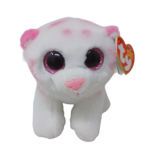 Ty Tabor White Tiger Pink Stripes Beanie‎ Baby VelveTy Stuffed Animal Plush 6" - Picture 1 of 10
